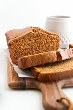 pumpkin bread sliced from the front