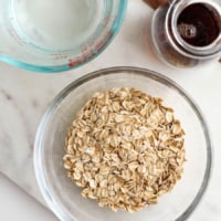oat milk ingredients in glass bowls