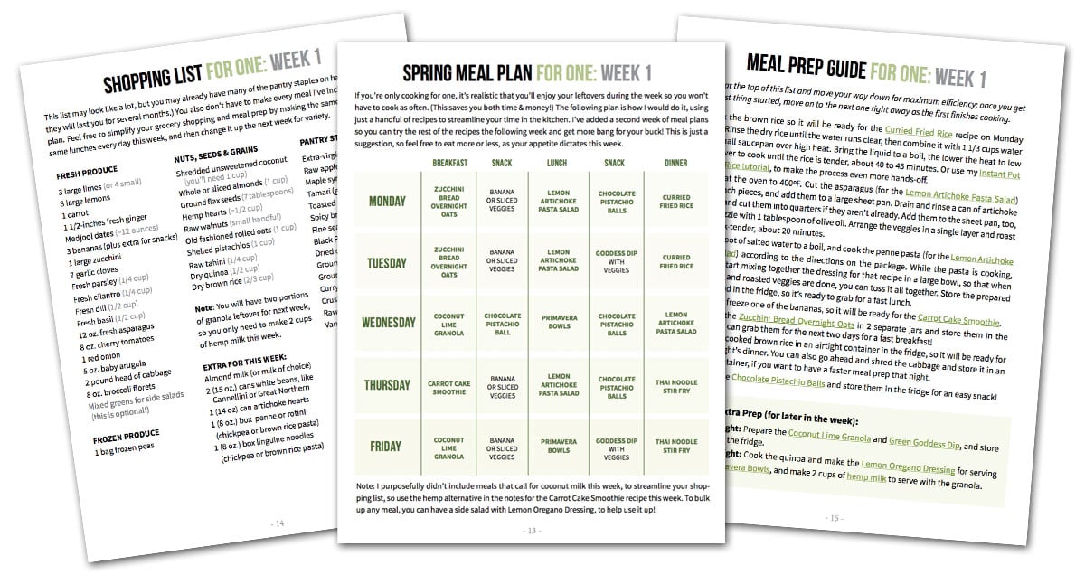meal plan sample pages