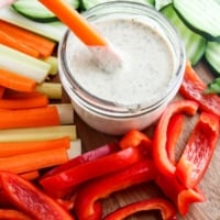 carrot dipped in vegan ranch dressing